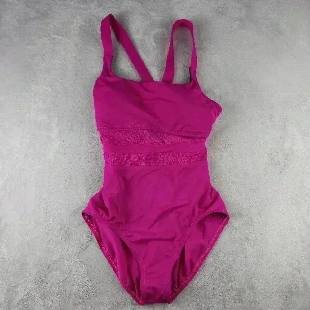 NWT Nike Swimsuit One Piece Women Med Pink Racerback MRSP 100$